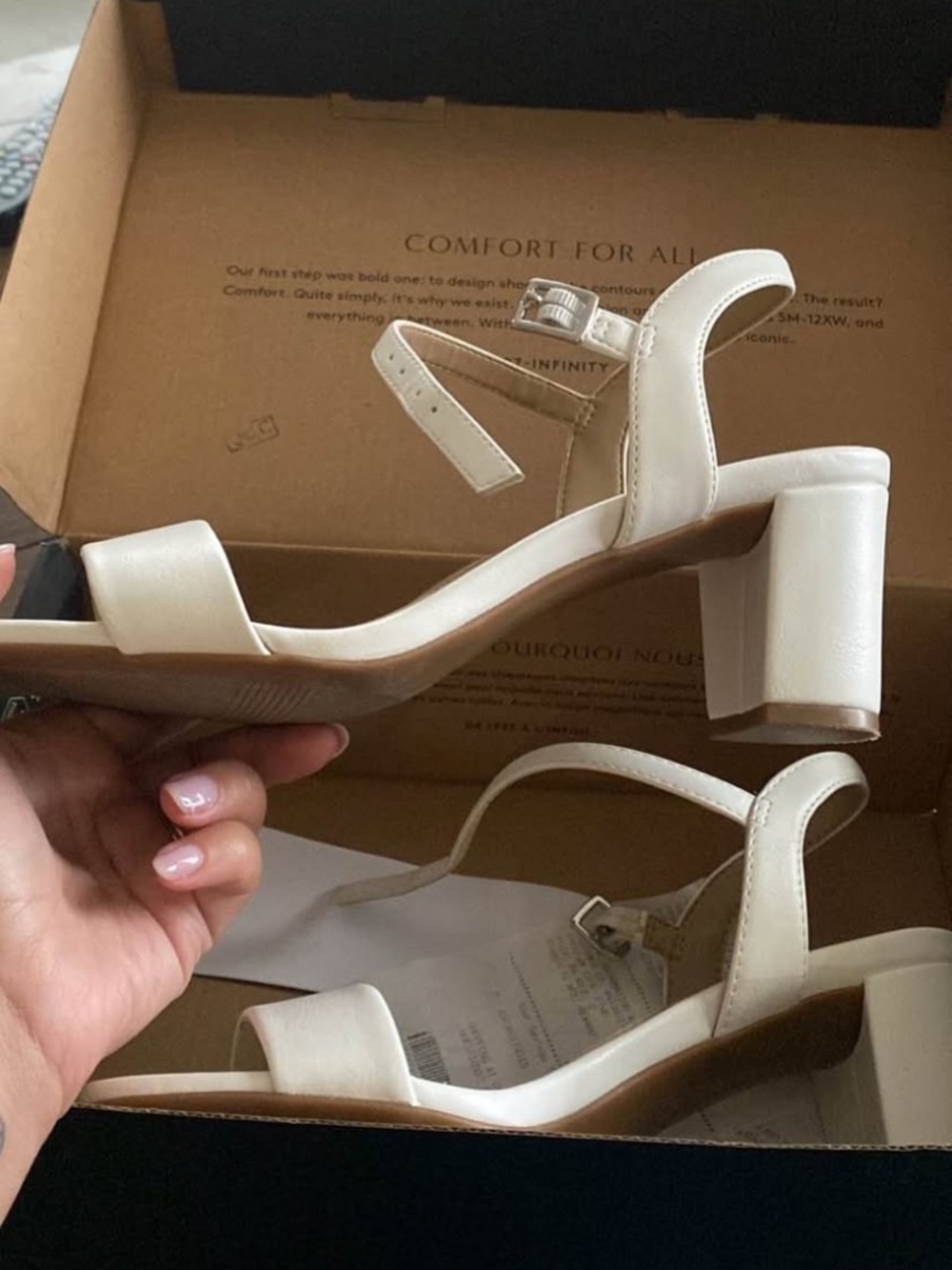 Naturalizer Cream Block Heel Sandals with Ankle Strap
